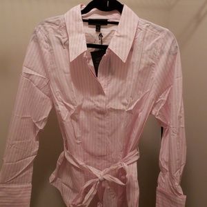 Lane Bryant Pink Striped Blouse with Wrap tie